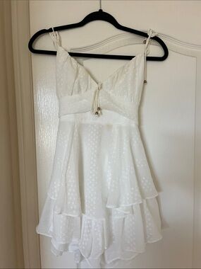 White Ruffled Tiered Chemise Dress